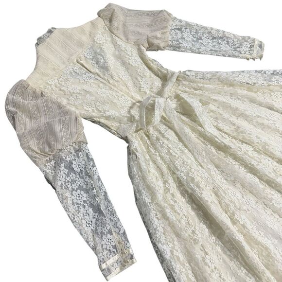 Vintage Gunne Sax Romantic Renaissance Style Lace Wedding Dress Size 5 - Picture 9 of 15